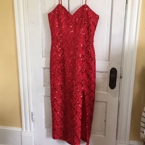 Faviana New York form fitting red sequin dress